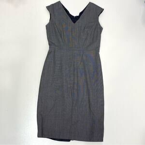 Brooks Brothers Explorer Wool Sleeveless V Neck Shift Gray 2